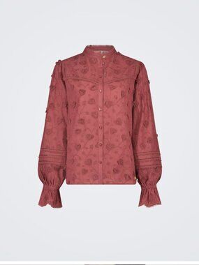 Fabienne Chapot Embroidered Heart Peasant Joan Blouse 100% Cotton
